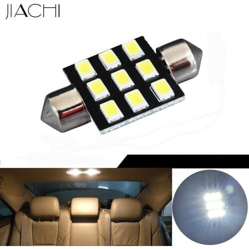 JIACHI 100PCS/Lot Auto Spare Parts Car Lights 6418 LED Bulbs 9Chip 5730 SMD Festoon 36mm C5W Interior Map Roof Reading Lamps 12V