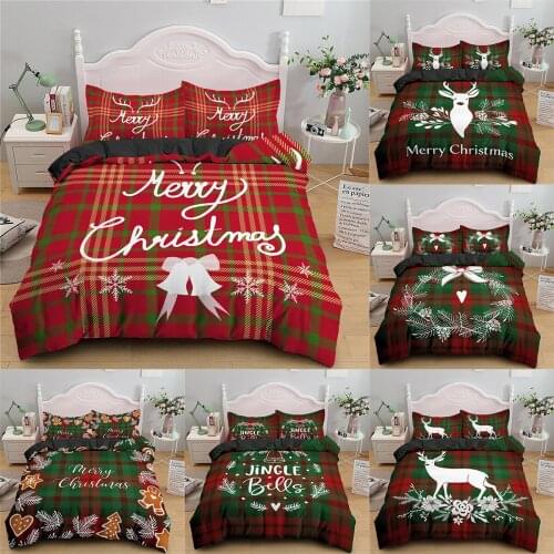 Christmas Bedding Set 2/3Pcs Duvet Cover & Pillowcase(s) 3D Printed Quilt Cover Home Textile Gift