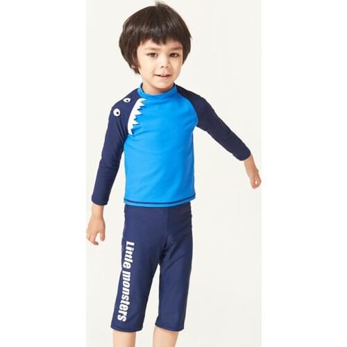 Julysand Boys Swimwear High-end Children Two Pieces Swimsuit Letter Cartoon Shark Pirnted BathingSuit Skin Care Boys Rash Guards