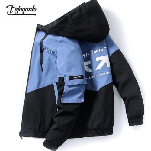 FOJAGANTO Fashion Hooded Jackets Men Autumn New Men High Street Trendy Jacket Coats Casual Jacket Outwear Male Brand Clothing