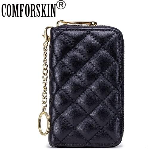 COMFORSKIN New Foreign Trade Multi functional Zipper Coin Bag Fashion Style Split Leather Coin Purse Dropshipping Mini Wallets
