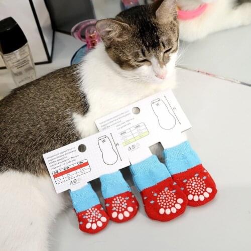 Anti-Slip Knit Socks Pet Dog Socks Small Dogs Cat Shoes Thick Warm Paw Protector Dog Socks Schnauzer Booties Accessories