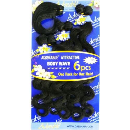 Adorable Synthetic Hair Extension Weave Bundles / BODY WAVE 6PCS Set / 16-20inch Natural Color Brazilian African American