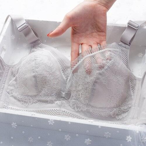 Sexy Lace Premium Gray Young Women Bra Comfortable Nude Cotton Underwear Womens Bras No Steel Ring Adjustable Bralette C D Cup