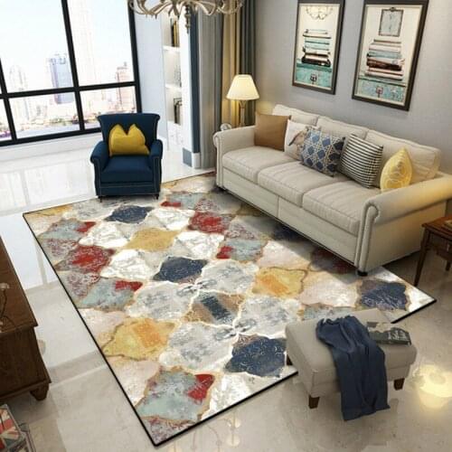 Retro American Geometric European Moroccan Style Red Bedroom Living Room Door Mat Non-slip Bedside Carpet