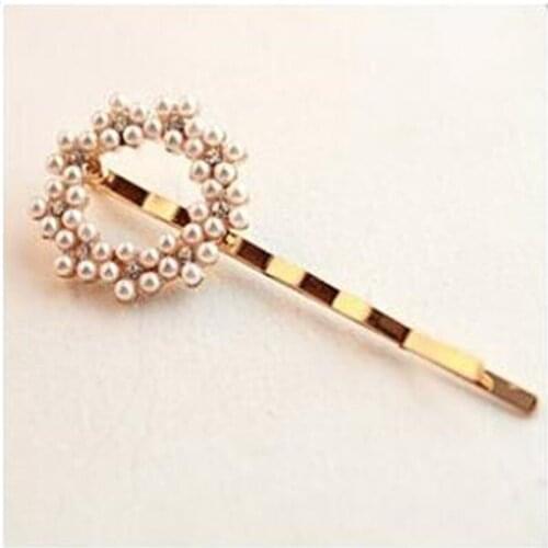 Luxury created crystal Flowers Love Sunflowers Bow Hairpin Wholesale simulated pearl Hair Trim Hair clip