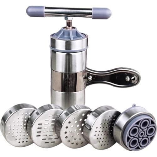 Manual Press Noodle And Pasta Tool Stainless Steel Handheld Noodle Maker For Kitchen Tool With 5 Blade Knife Easy Operation