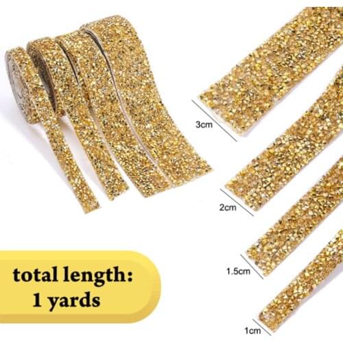1 Yard 90cm Self-Adhesive Crystal Rhinestone Bling Ribbons Roll Banding Belt Wrap for Wedding Birthday Party Crafts Decorations