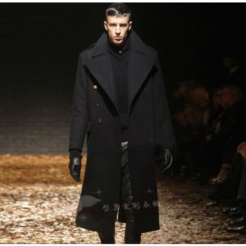 Large Size Men Woolen Coat Single Breasted Youth Slim Mens Windbreaker Long Thick Knees Woolen Coat Autumn And Winter S-5xl