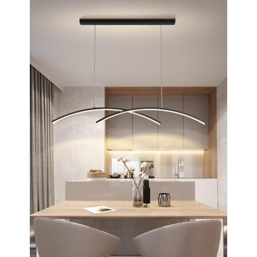 Modern LED Ceiling Chandeliers Lighting with Remote Control Dimmable Black Hanging Lamps for Kitchen Dining Table Living Room