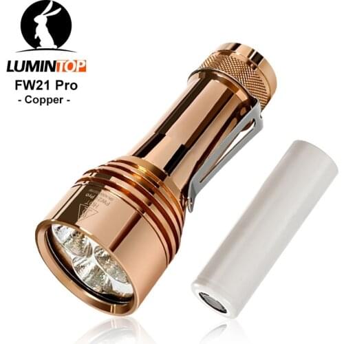 Lumintop FW21 PRO Copper LED Flashlight Cree XHP50.2 10000 Lumens Rechargeable Flashlight by 21700/18650 Battery for Camping