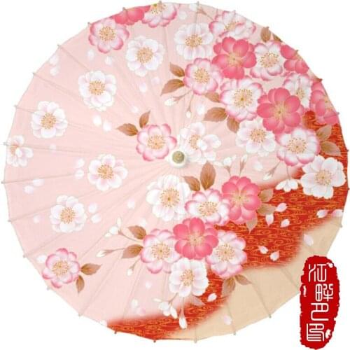 Warm Series Pink Color Oil Paper Umbrella Lots of Cherry Scenery Paper Parasol Chinese Japanese Wedding Bride Paper Umbrella
