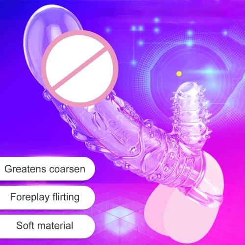 Penis extender condom penis enlargement Increase thickening honey bean stimulation head with storage soft material sexy shop