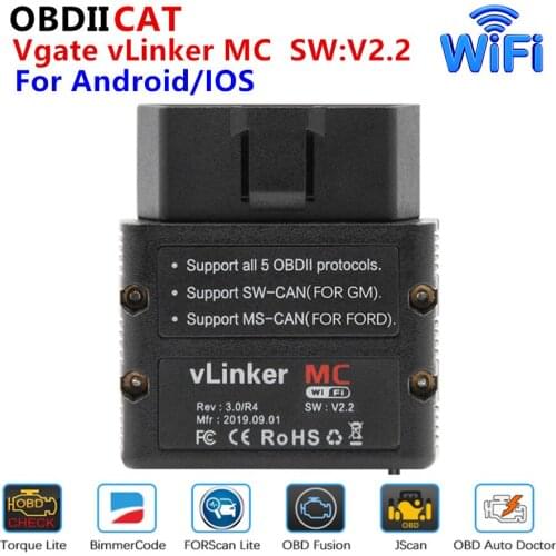 Vgate VLinker MC+ ELM327 V2.2 Bluetooth 4.0 WIFI ELM 327 PK OBDLINK ELM329 For Android/IOS OBD 2 OBD2 Car Diagnostic Auto Tool