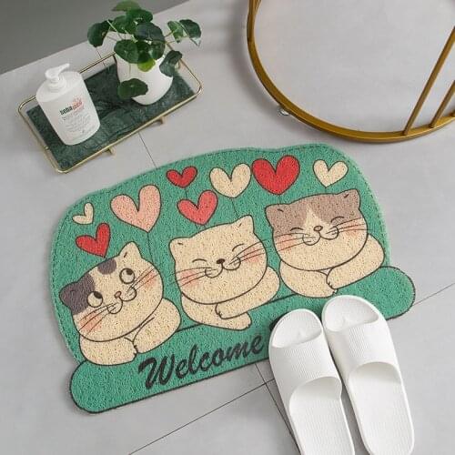 Entrance Rug Dust Removal Carpet Doormat Wire Loop Footpad Lovely Plant Cactus Mat in the Hallway Kitchen Bathroom Non-slip Mat