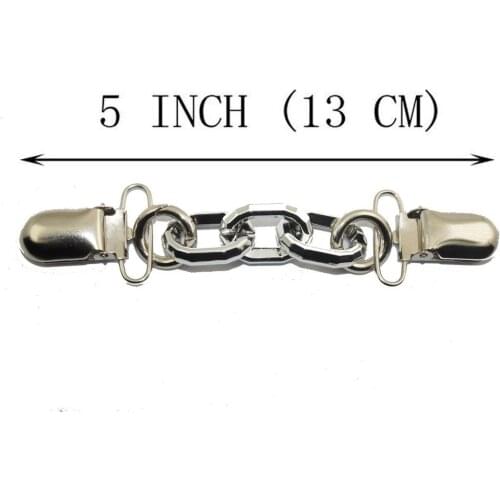 Vintage Sweater Clips Guards Shawl Cardigan Jewelry Silver Collar Clip Chain