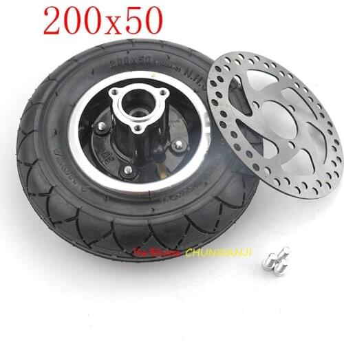 200x50(8x2'') tire inner tube + Wheel Hub +Brake disc 8" Aluminium Alloy Wheels fits Gas Scooter & Electric Scooter 200*50 wheel