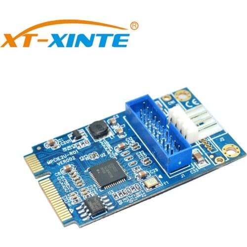 XT-XINTE MINI PCI-E to USB3.0 2-Port PCI Express Riser Card to 4Pin Convertor PCIe Adapter PCIE to19pin USB 3.0 Expansion Card