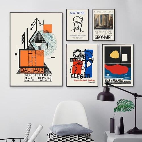 Scandinavian Poster Vintage Simple Nordic Style Wall Art Canvas Painting Print Exhibition Style Picture For Living Room Decor