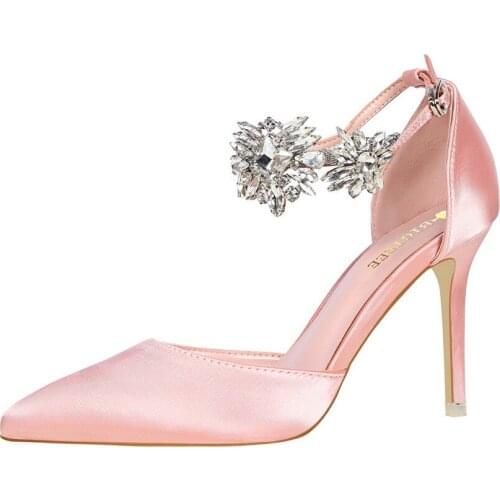 Women Euramerican High Heel Shoes Nightclub Sexy Spiky High Heels Female Rhinestones Buckle Sandals Wedding Shoes For Women