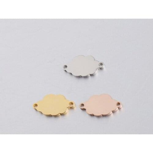 100% Stainless Steel 2 Hole Blank Clouds Charm Connector For Bracelet Metal Clouds Tag Mirror Polished Wholesale 20pcs