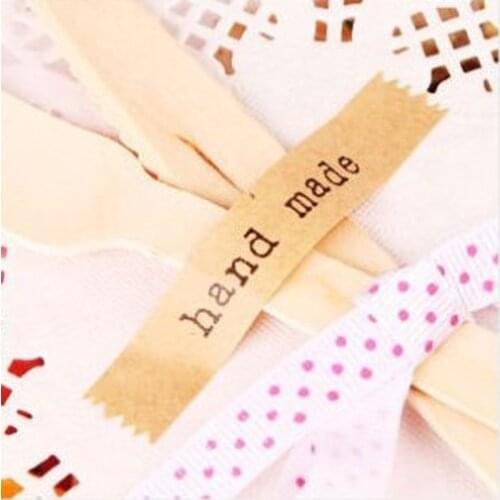 102pcs Long Hand Made Kraft Seal Sticker Jagged Edge DIY Multifunction Rectangle Paper Label Adhesive Gift Seal Sticker