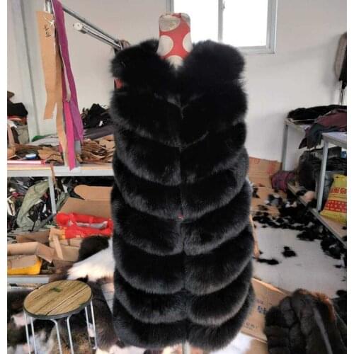 2019 New Real Fox Fur Coat Jacket Womens Fur Vest vest Fashion Twill Vest Factory shipment