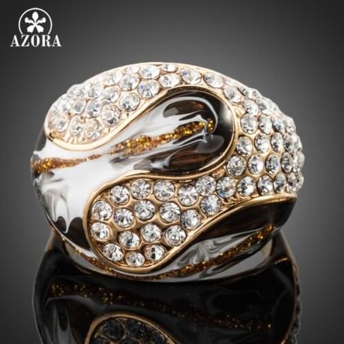 AZORA Gold Color Stellux Austrian Crystal Oil Painting Pattern Ring TR0090