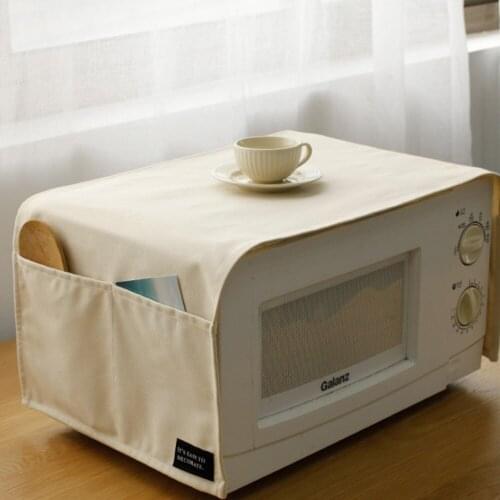 Household Pure Color Pure Cotton Microwave Oven Dust Cover Electric Oven Cover Antifouling and Oil Resistant Kitchen Accessories