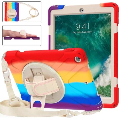 Para for iPad 9.7 2017 2018 model A1822/A1893 funda chico acorazada segura prueba for iPad 5/6th gen mano correa para el cuello