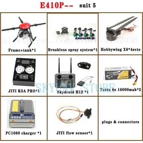 EFT E410P 10L 4 Axis Agricultural Spraying Unassembly Drone with X8 Power System T12 VD32 H12 RC JIYI FC Kit