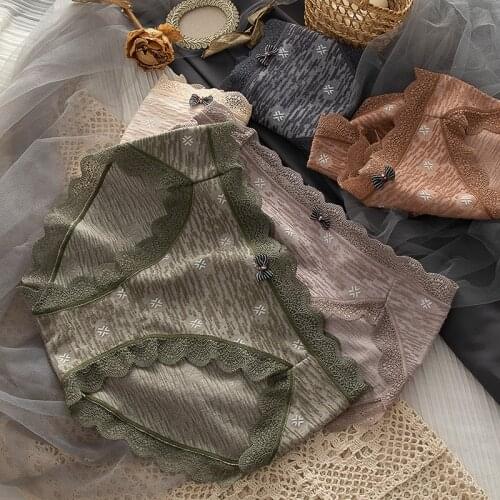 French Cotton Underwear Womens Sexy Panties Mid Waist Seamless Lace Underpants New Traceless Briefs Female Comfort Lingerie