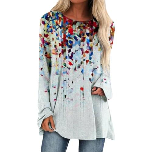 Harajuku Abstract Print O Collared T-shirt Ladies Dairy Long Sleeve Tops Simple Streetwear T Shirt High Quality O-neck Футболка