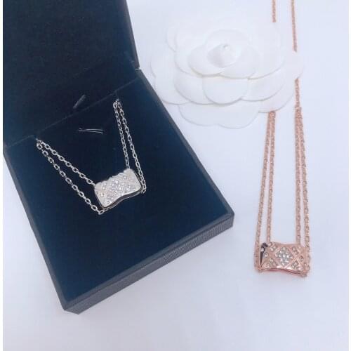 Hot Brand Pure 925 Sterling Silver Jewelry Gold Color Rhinestone Pendant Wedding Silver Jewelry Pendant Sterlin Necklace