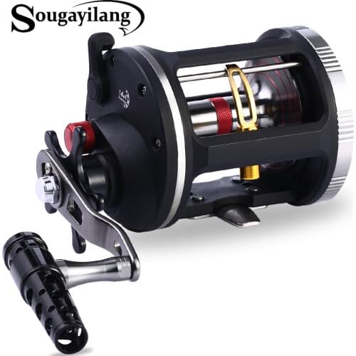 Sougayilang Strong Trolling Reel Fishing Tackle 14+1BB Right Hand Casting Sea Fishing Reel Baitcasting Reels Coil De Pesca