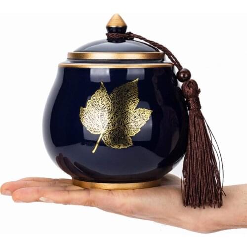Gradient Glaze Ceramic Funeral Pet Urn for Memorials - Small - Holds Up to 35 Cubic Inches of Ashes Pet Cremation Urn for Ashes