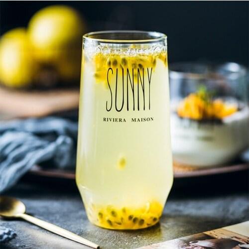 Creative Single Layer ins Glass Exploded Sunny High Milk Juice Cup Alphabetic Breakfast Cup