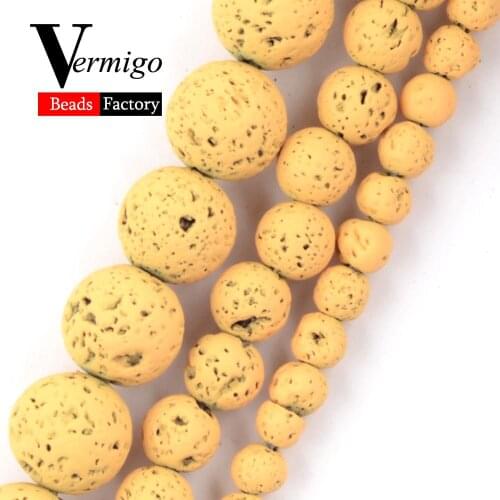 Natural Stone Orange Lava Hematite Round Beads For Jewelry Making Charm Spacer Loose Beads 4 6 8 10mm Diy Bracelet Necklace 15"