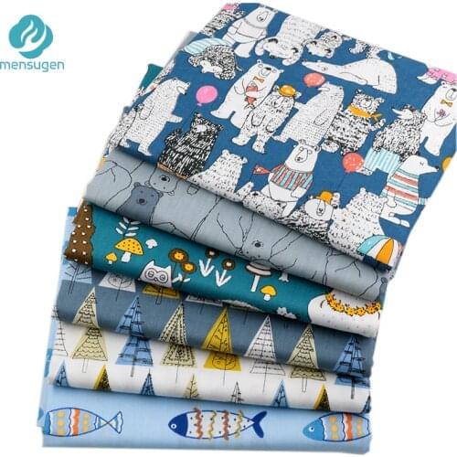 Mensugen 50cm*160cm Cotton Cartoon Animals Fabric for Quilting Pillows Cushions Sewing Cloth Baby Bedding Textile Patchwork