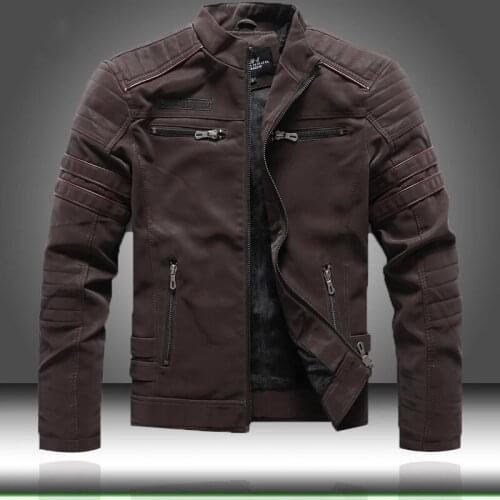 2021 Autumn Winter Mens Leather Jacket Casual Fashion Stand Collar Motorcycle Jacket Men Slim High Quality PU Leather Coats