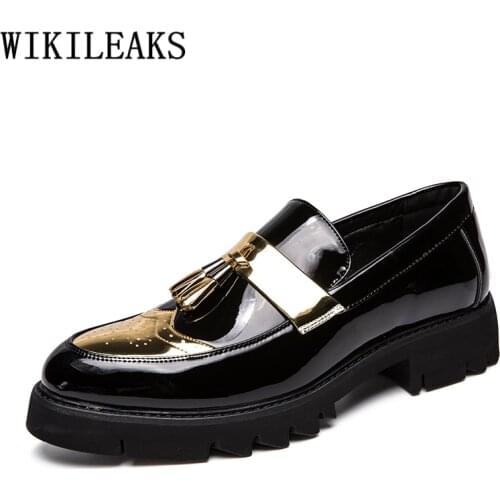 Brogue Shoes Men Elegant Italian Party Shoes For Men Brand Wedding Men Shoes Formal Coiffeur Patent Leather Wedding Dress 2020