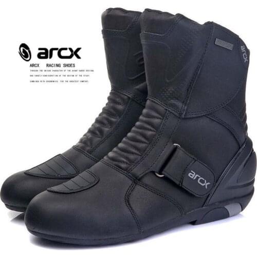 ARCX Mens Motorbike Waterproof Boots Genuine Cow Leather Street Moto Racing Boots Motocross Boots Motorcycle Winter Boots