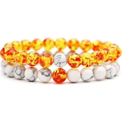 2 color Natural stone beads bracelet set men jewelry pulseras for women couple bracelets mujer homme jewelry bijoux bileklik
