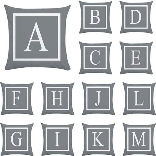 45x45cm Simple Letter Cushion Cover English Alphabet Decorative Throw Pillowcase Polyester Pillow Cover For Home Dec TP77