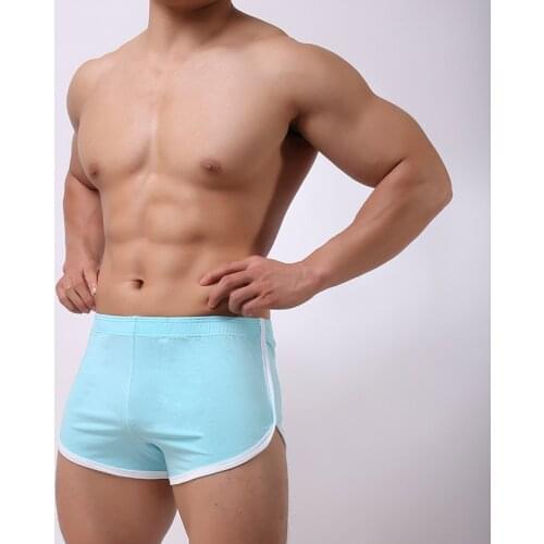 New Trending Style Solid color Mens Casual Low-rise Shorts Pajamas Comfy Home Wear Sleepwear Trunks Underpants Cueca Shorts