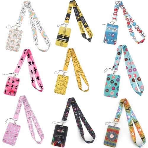 JF0004 Rainbow New Cartoon Yoga Lanyard Neck Strap for Key ID Card Cell Phone Straps Badge Holder Fashion Buttons Accessories