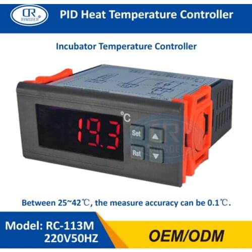 RINGDER RC-113M 220V50HZ 0.1C PID Heat Brooding Hatching Regulator Digital Thermostat Temperature Controller for Incubator Lab