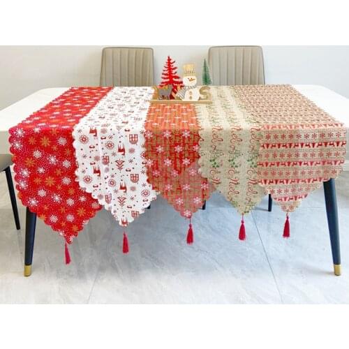 Christmas Table Runner Fashion Cotton Linen Christmas Table Desktop Decor Tablecloth Christmas Ornament New Years Gift