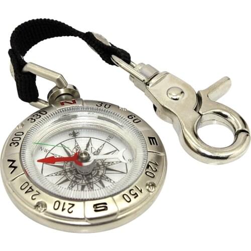 Backpack Portable Outdoor Hiking Camping Compass Handheld Key Chain Survival Compass with Alloy Silver Mini Compass