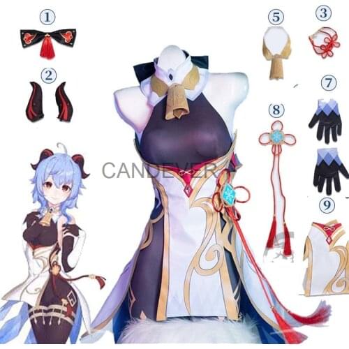 Sexy Game Genshin Impact Ganyu Cosplay Costume Dress Women Performance Outfit Genshin Impact Suit wig Carnival Halloween